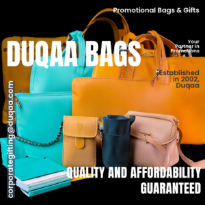Duqaa.com is the leading manufacturer and exporter of premium promotional bags for corporate gifting. Made from eco-friendly materials like cotton, canvas, and recycled polyester, these custom bags are perfect for brand promotion at corporate events. Duqaa provides personalized promotional bags that offer both style and sustainability, with global shipping available.